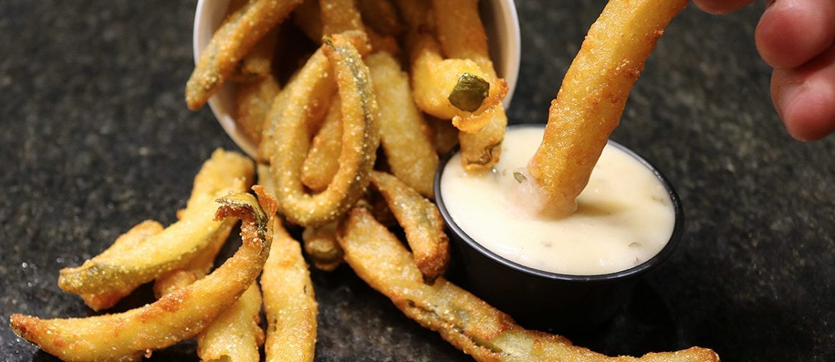 anchor pickle fries with dipping sauce