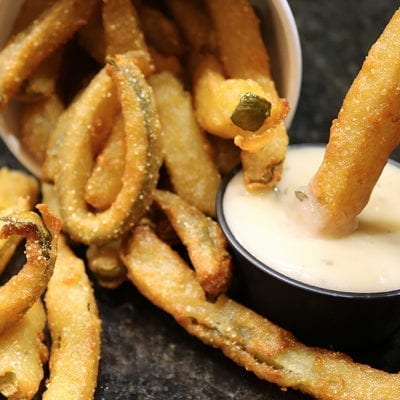 anchor pickle fries with dipping sauce