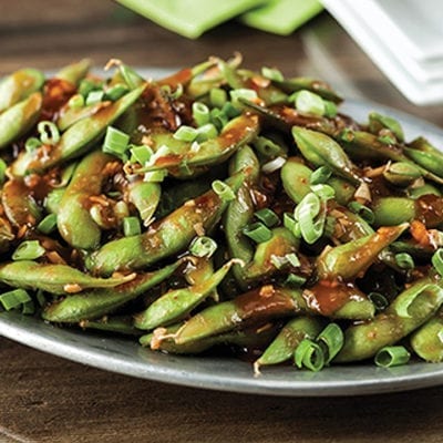 edamame with sauce and seasoning