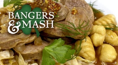 bangers and mash recipe graphic