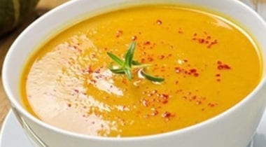 butternut squash soup in a bowl