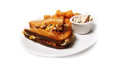 ken's boom boom sauce grilled cheese sandwich with tater tots