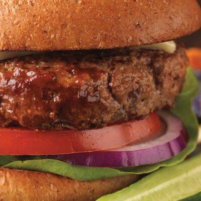 plated cheeseburger