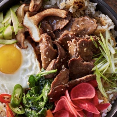 Cafe H Korean beef bowl with eggs and veggies