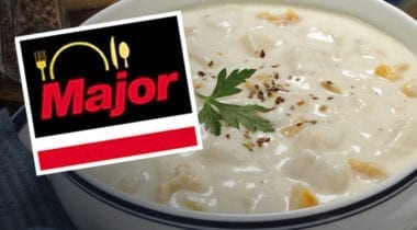 clam chowder with major logo