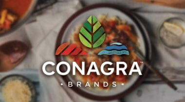 conagra brands logo with food backdrop