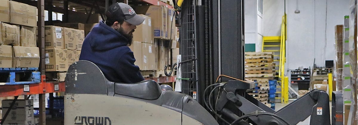 worker in forklift