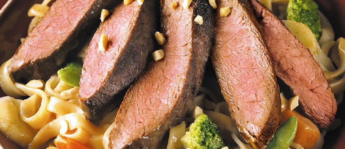 flat iron steak with peanut sauce