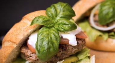 burger with fresh basil