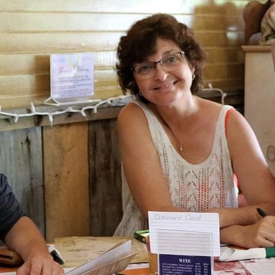 three smiling customers