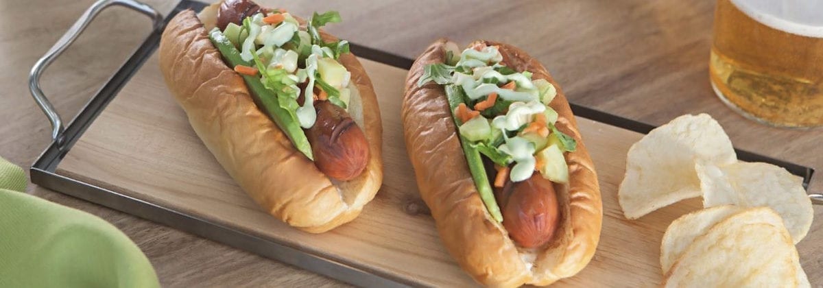 loaded hotdogs in buns