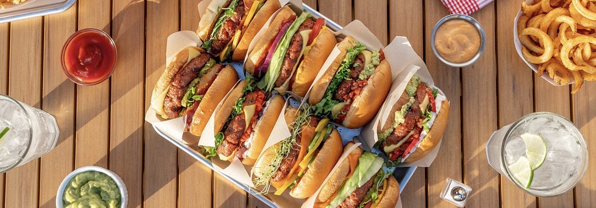 top down shot of several burgers