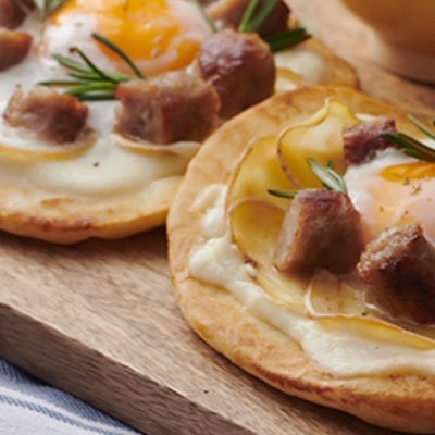 sausage, egg and cheese on naan