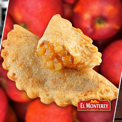 Wicked strong cleaning products on clean kitchen background, apple pie empanadas on red apple background, and small white square bevarage napkins with cup of coffee in the corner