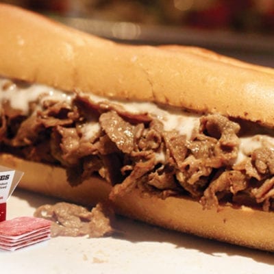 original philly steak sub with shaved steak graphic