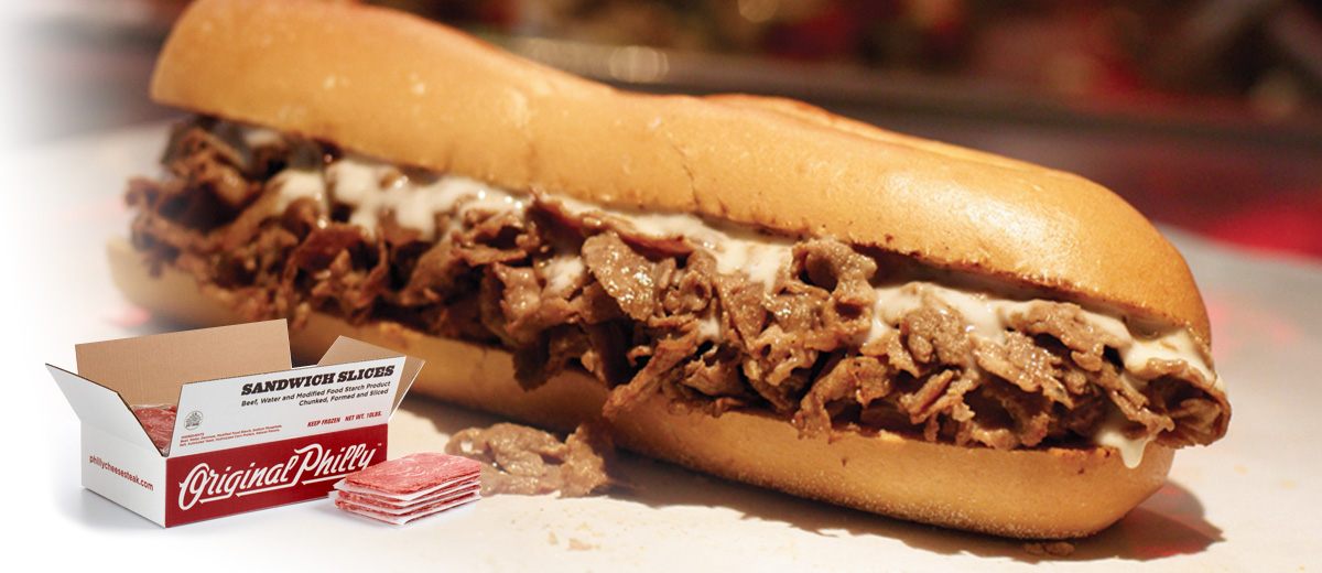 original philly steak sub with shaved steak graphic