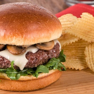 pub burger with chips platter