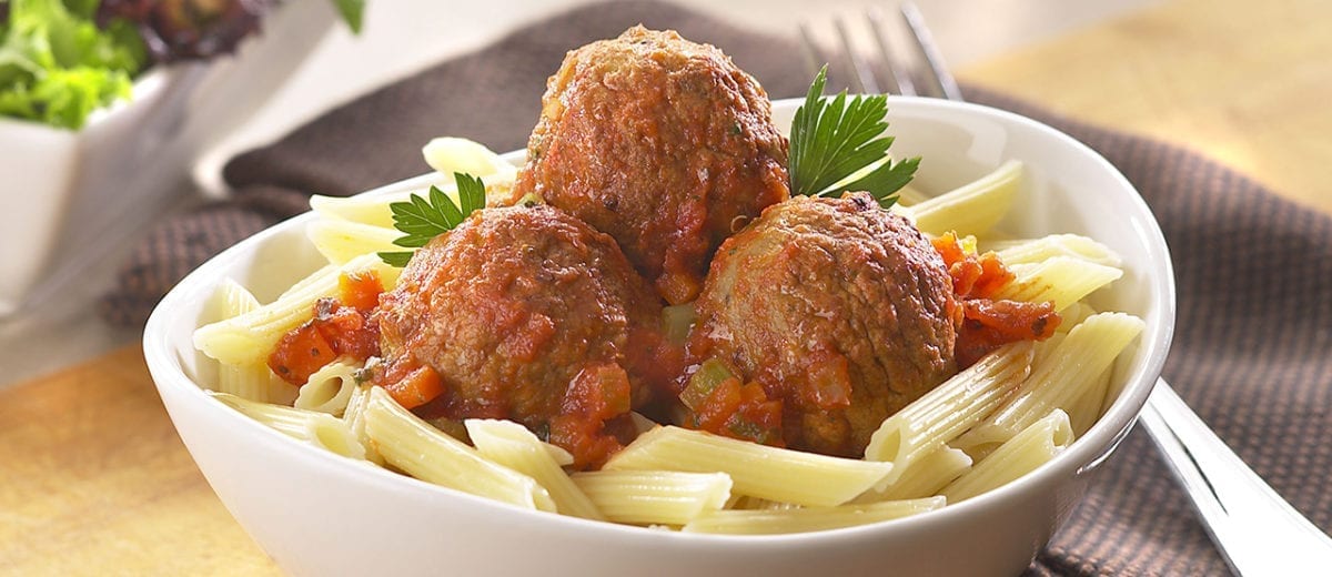 Meatballs on pasta