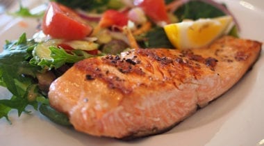 baked salmon filet with garnish