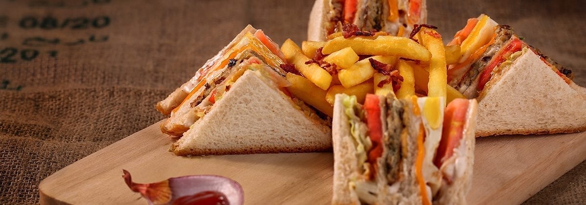 club sandwich with fries