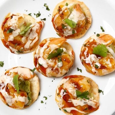 grilled shrimp and avocado tostadas