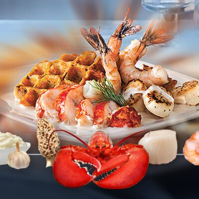 waffle seafood dish graphic